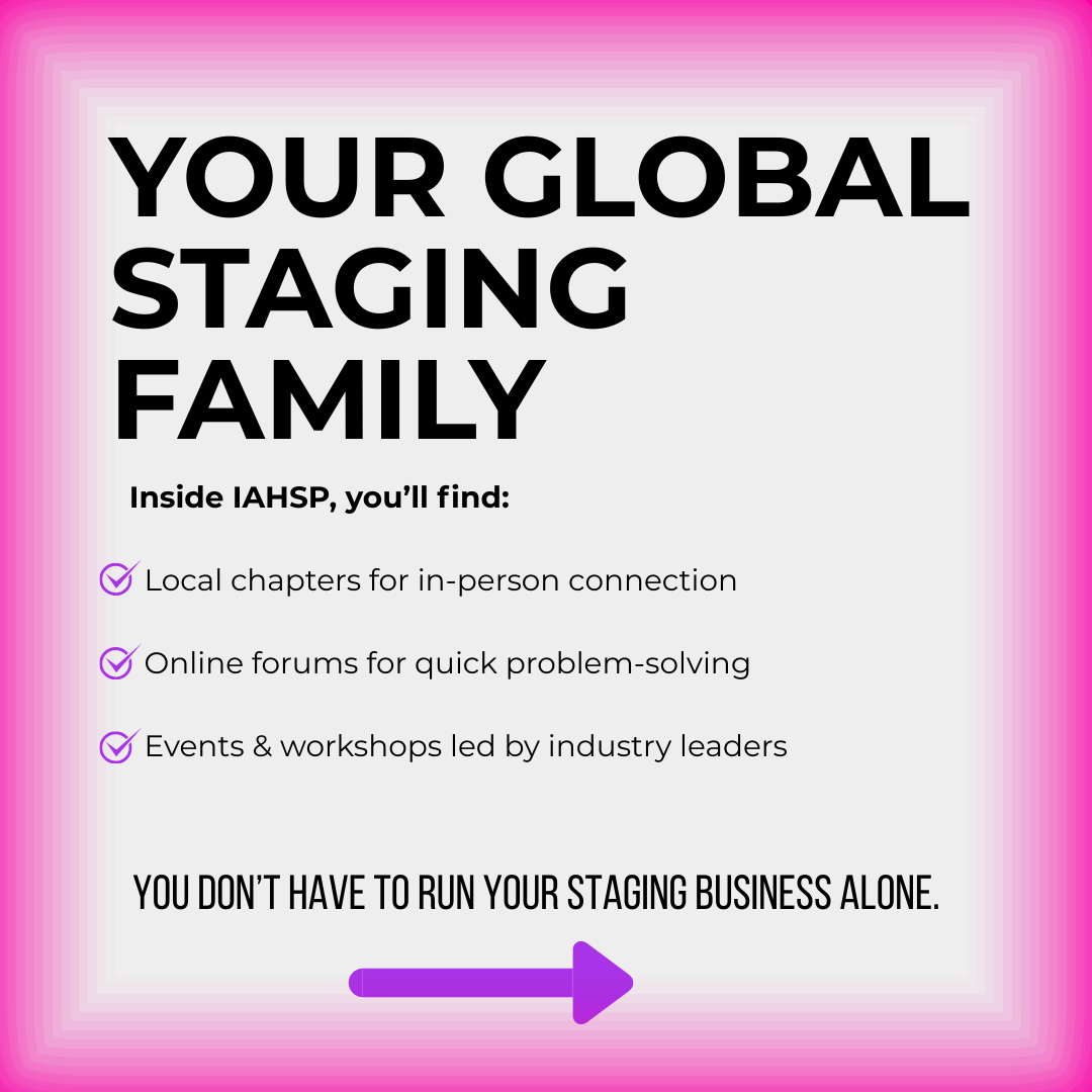 iahspworldwide's tweet photo. ✨ You don’t have to run your staging business alone.
 Join IAHSP® and move from isolated… to inspired, connected, and thriving.

 📲 Tap the link in bio to get started. https://t.co/HvFWqlhNEA