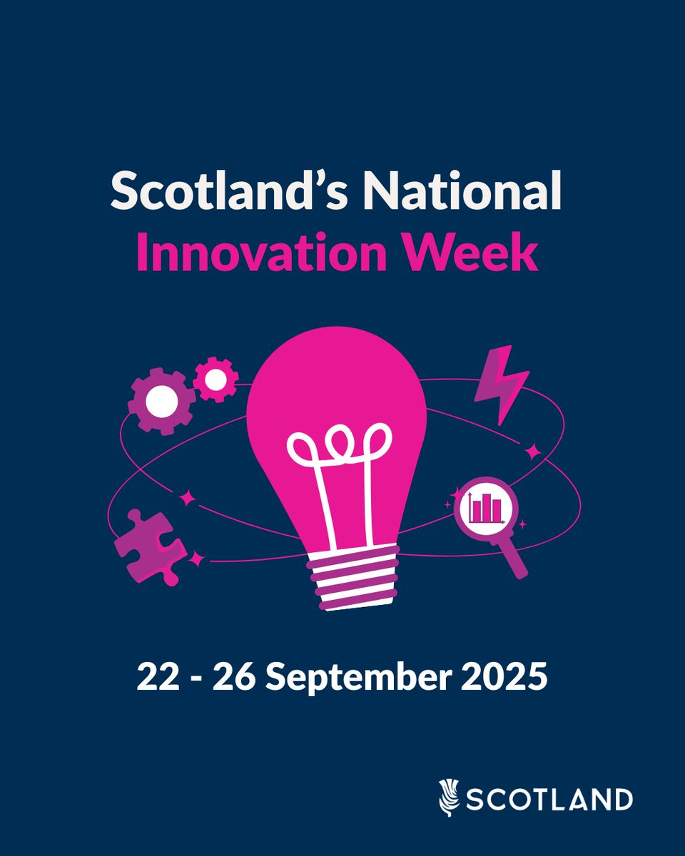 Scotland’s first National Innovation Week will take place 22 to 26 September. 

It will celebrate Scotland’s proud legacy of innovation. The week will showcase new technologies and industries of the future.

Learn more: innovationweek.campaign.gov.scot

#NationalInnovationWeek