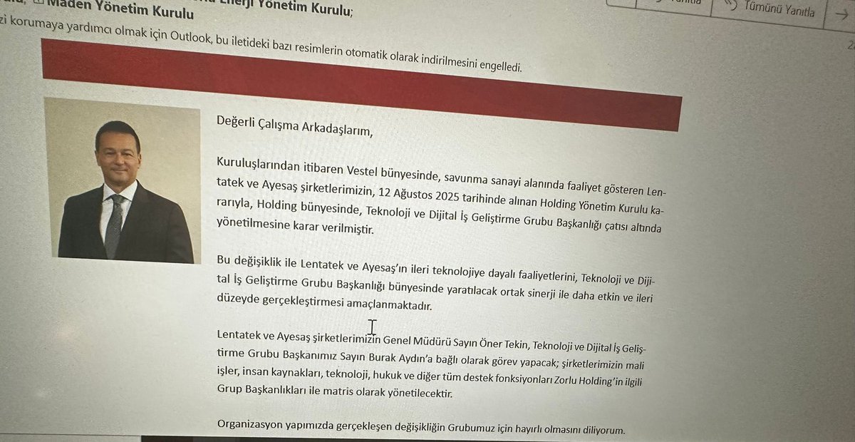 Vestel, Zorlu’dan “bayram kutlaması” meselesiyle ayrılan Cem koksal, sirkete yonetim kurulu uyesi olarak geri dönmüş. 

Hayırlı bayramlar, ne diyelim.