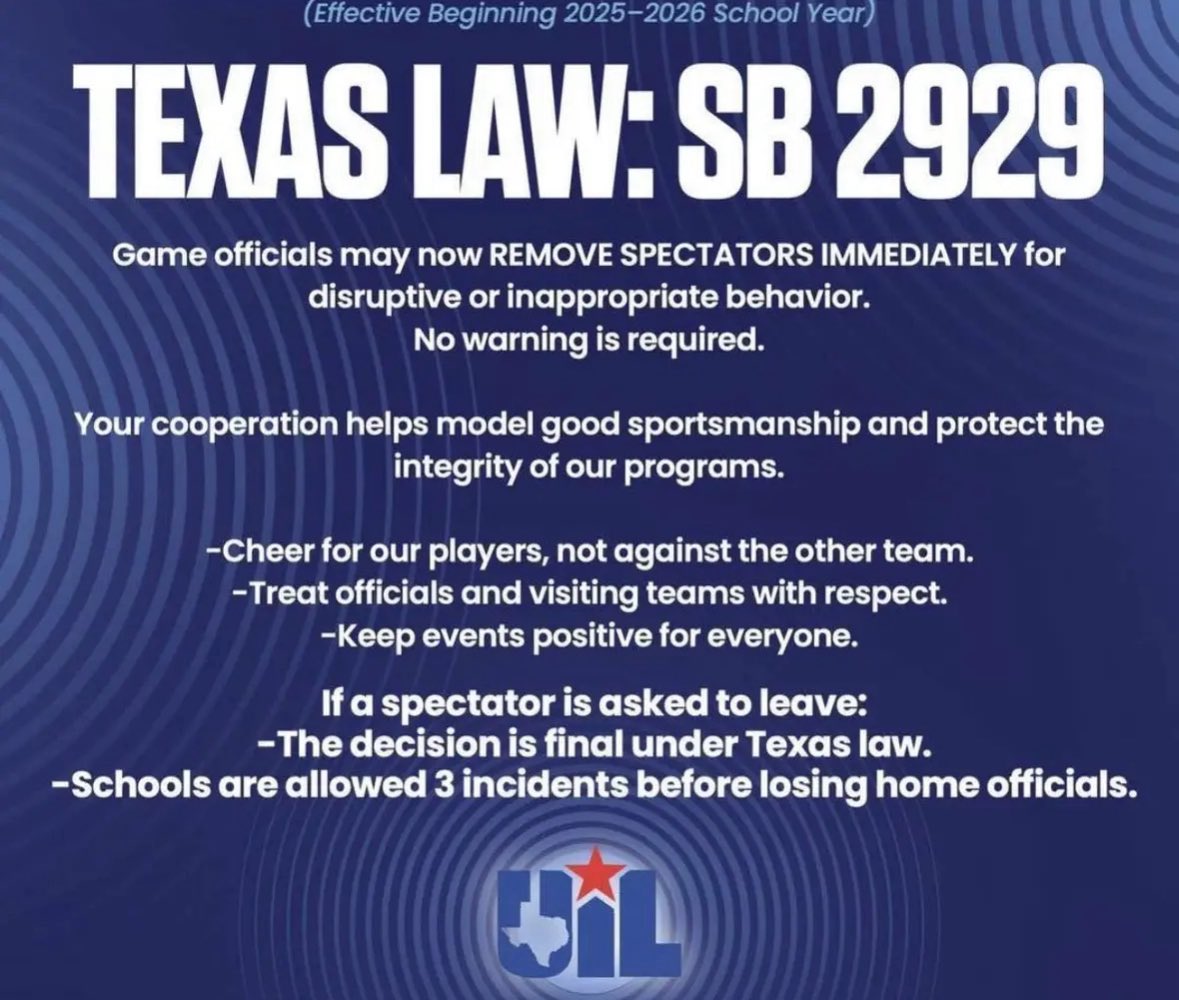 Attention all parents &amp; spectators of athletic events. Please take a moment to read the following information on SB 2929 regarding spectator behavior at school sporting events. Remember to positively support the Bulldogs &amp; Lady Dogs while maintaining great sportsmanship to all.