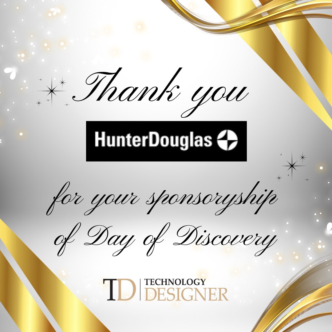 TechnologyDesi2's tweet image. A special thank you to @HunterDouglas for sponsoring #DayofDiscovery 2025! Their leadership in window treatments and smart shading solutions continues to inspire design innovation and elevate the way we experience our homes. #technologydesigner #CEDIA2025 #cediaexpo