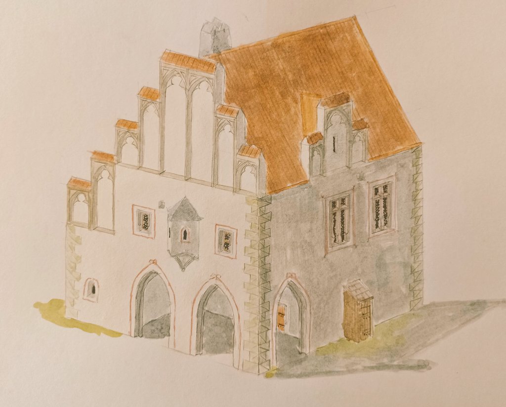 This time I used a new shading method🌗.#medieval #architecture #watercolor