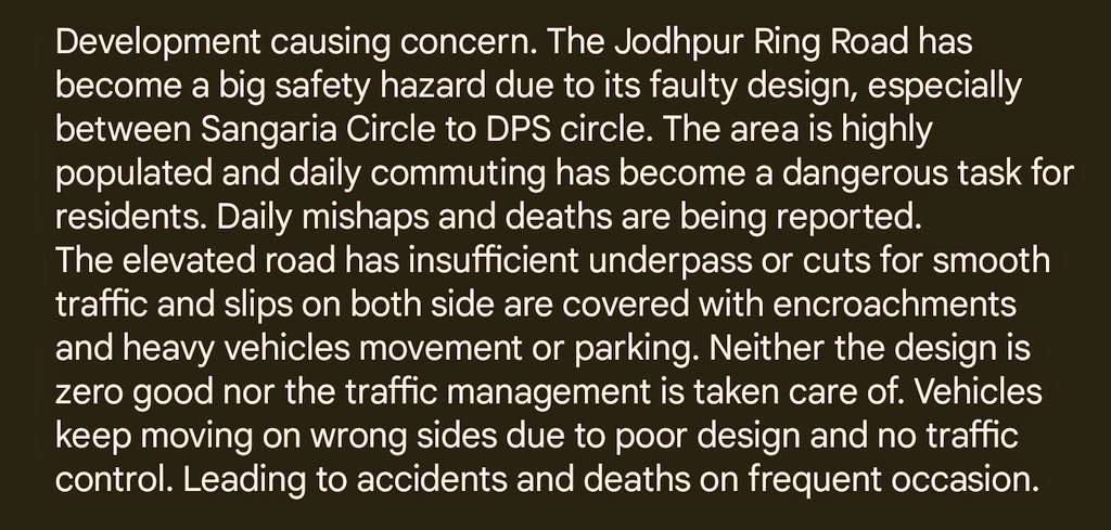 Rajan_Chouhan's tweet photo. Development Causing Concern. Urgent attention needed. #NHAI #JodhpurRingRoad @NHAI_Official @MORTHIndia @nitin_gadkari @CP_Jodhpur https://t.co/UpLUPXapQa