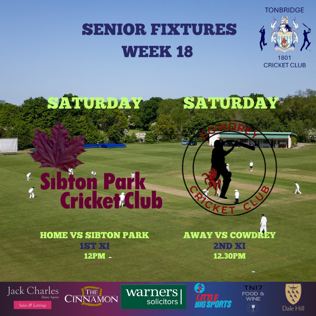 Fixtures for the weekend.

The 1st XI host <a href="/sibtonparkcc/">Sibton Park CC</a> whilst the 2nd XI make the short trip to <a href="/cowdreycc/">Cowdrey Cricket Club</a>
