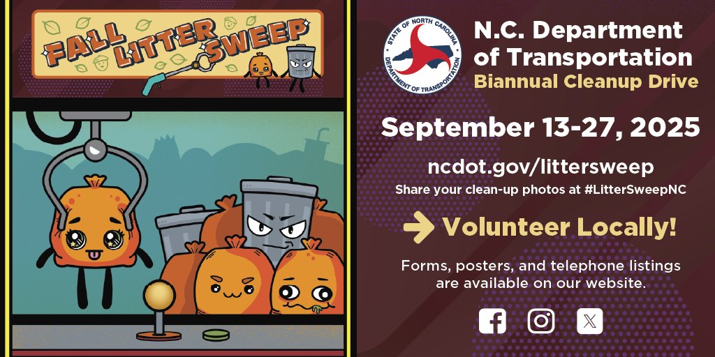 CityMebane's tweet image. 🚯 Don’t let litter take flight! Join NC’s Fall Litter Sweep Sept. 13–27 &amp;amp; help keep our roadways clean. 🌎

Learn how to get involved at ncdot.gov/littersweep.

#LitterSweepNC #RoadsideCleanup #CommunityEffort
