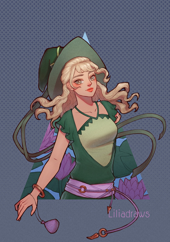 My redesigned plant witch OC Meda! I posted an updated character sheet  for her a few months ago, it was high time I did an illustration of her new version!

#drawing