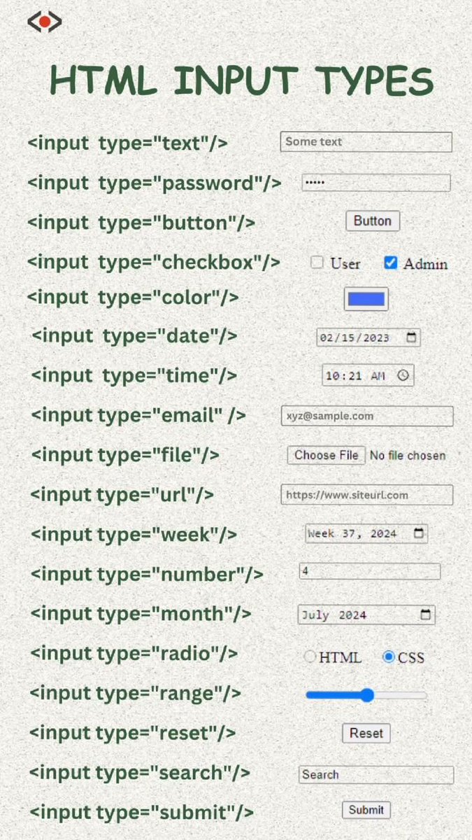 HTML input types
#html