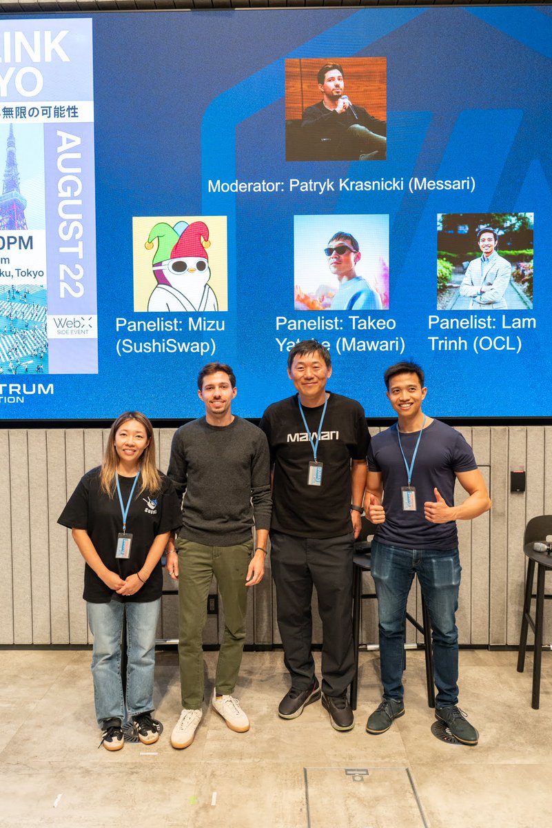 Awesome time in Japan at ArbiLink Tokyo! 

Delivered a keynote about <a href="/arbitrum/">Arbitrum</a> and moderated a panel with builders from <a href="/OffchainLabs/">Offchain Labs</a>, <a href="/mawariXR/">Mawari</a>, and <a href="/SushiSwap/">Sushi.com</a>.

Love traveling the world for crypto events and connecting with locals working in the industry. I'm often surprised to