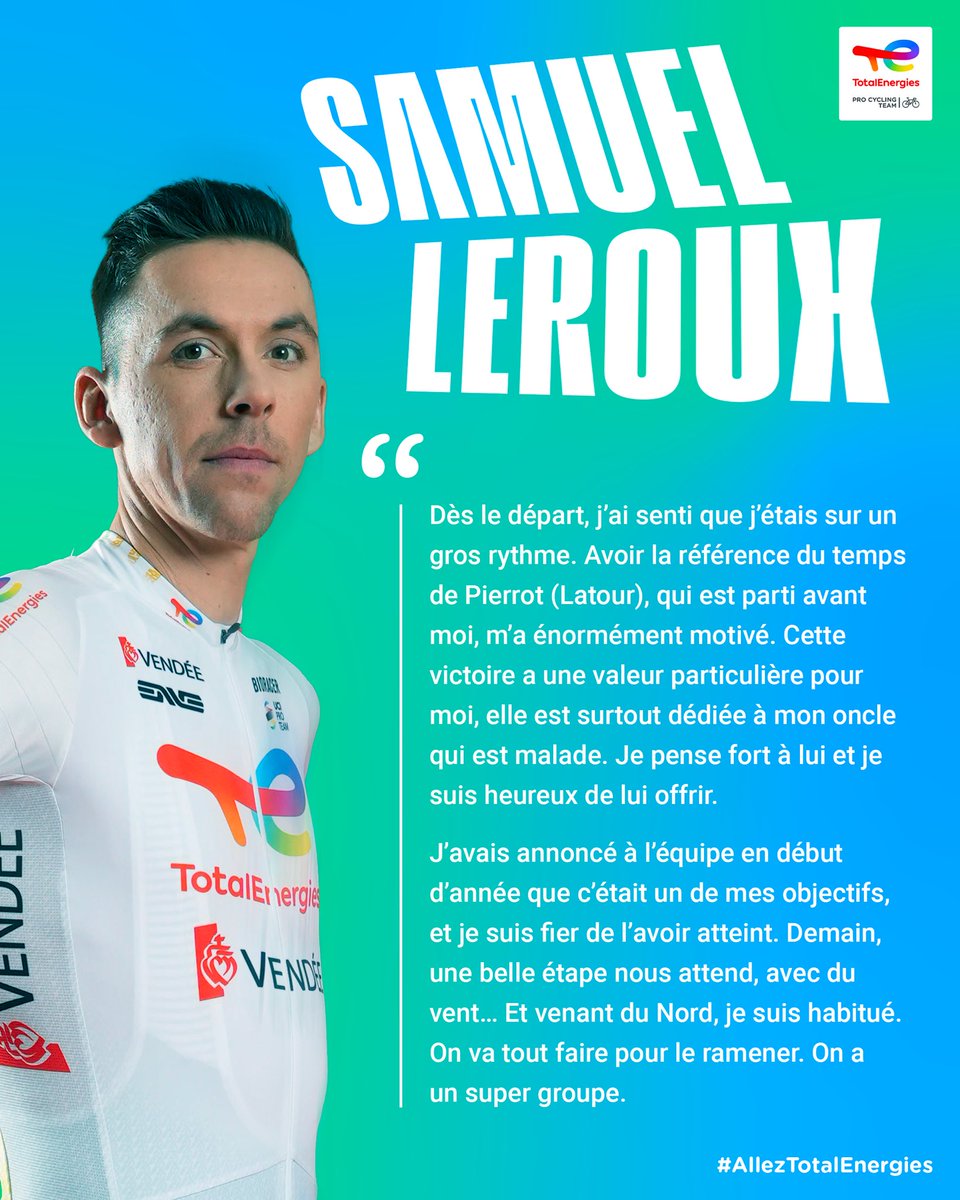 TeamTotalEnrg's tweet photo. 🗣️ Samuel Leroux : « 𝘖𝘯 𝘷𝘢 𝘵𝘰𝘶𝘵 𝘧𝘢𝘪𝘳𝘦 𝘱𝘰𝘶𝘳 𝘳𝘢𝘮𝘦𝘯𝘦𝘳 𝘤𝘦 𝘮𝘢𝘪𝘭𝘭𝘰𝘵 𝘢̀ 𝘭𝘢 𝘮𝘢𝘪𝘴𝘰𝘯 » 

#TPC2025 | #AllezTotalEnergies ⚡️ https://t.co/Sid9BI6YL9