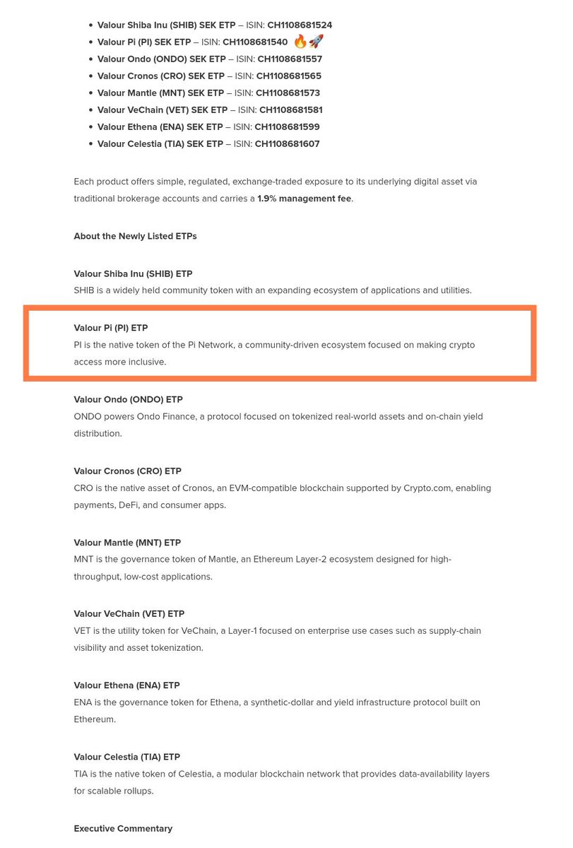 PiNewsMedia's tweet image. 🔥BREAKING: $PI's first exchange-traded product (ETP) is now available on Spotlight Exchange (Nordic market)!
This means
$PI will be traded in Europe as an ETP through traditional brokers, just like stocks! 😳
#PiNetwork