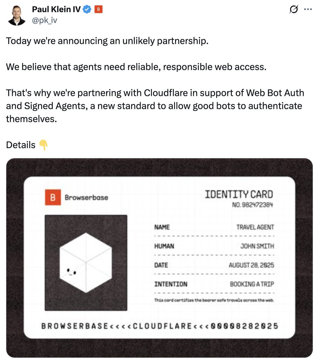 I get why Browserbase is doing this but if Perplexity doesn't step up, we'll be in a world where for no reason, Cloudflare gatekeeps the entire internet and dictates how agent-agent interaction will evolve in the next couple years