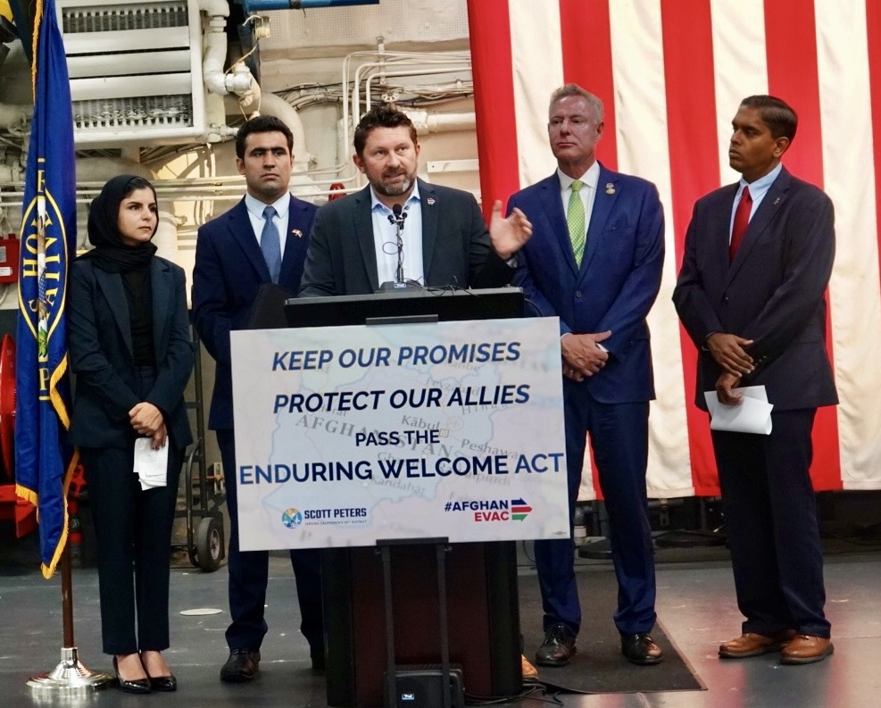 Yesterday, Afghan Family Services joined Congressman Scott Peters <a href="/RepScottPeters/">Rep. Scott Peters</a>, <a href="/afghanevac/">#AfghanEvac</a>, and San Diego’s Catholic Charities at a press conference at the USS Midway Museum to call on Congress to pass the Enduring Welcome Act, which would reopen the office of the Coordinator