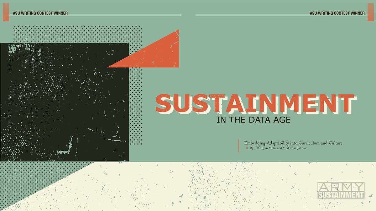 armysustainment's tweet image. &quot; ...Army Sustainment University executes a multitiered data education strategy, which maps data literacy skills to sustainment warfighting functional requirements.&quot;
army.mil/article/286559
📝 LTC Ryan Miller and MAJ Brian Johnson 🎨 Sarah Lancia #ASPB #ArmySustainment #CASCOM