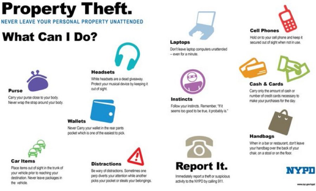 Don’t make it easy for thieves! 🚫 Never leave laptops, backpacks, pocketbooks, e-bikes, or mopeds unattended in public areas. Keep your property secured at all times! 🔒