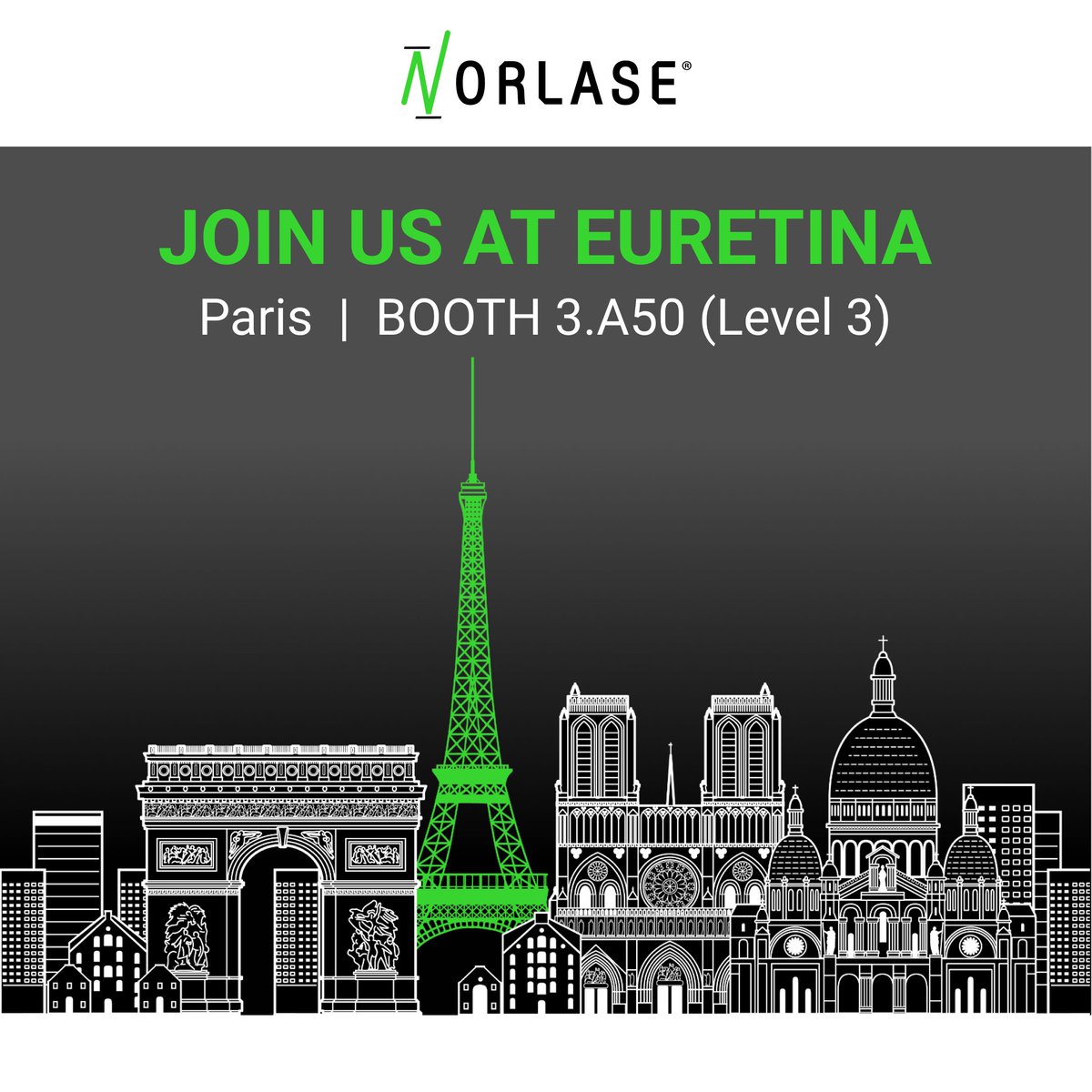 We look forward to seeing you at 𝐍𝐨𝐫𝐥𝐚𝐬𝐞 𝐁𝐨𝐨𝐭𝐡 𝟑.𝐀𝟓𝟎 at the 25th Euretina Congress!

🗓️ September 4-7
📍 Palais des Congrès, Paris, France

See how Norlase technology can be a game-changer in your practice. Learn more at bit.ly/4oY8M1c.