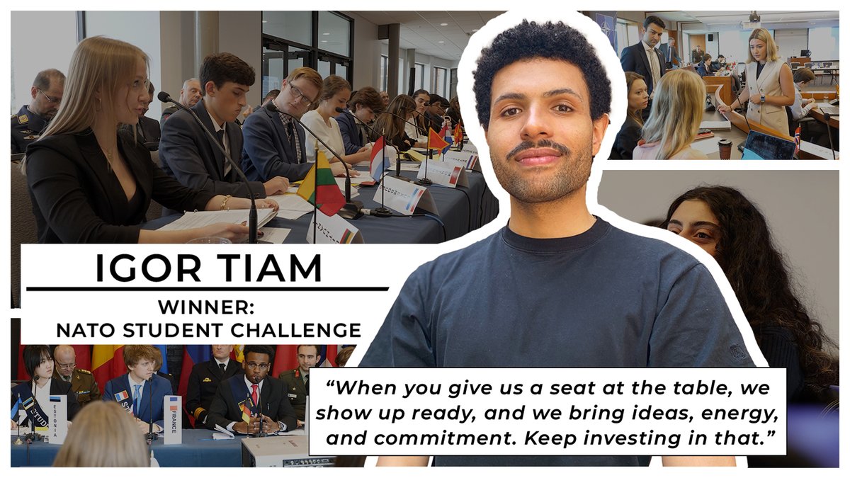 Meet Igor Tiam, winner of the #NATO Student Challenge. Passionate about countering information threats, he used the Challenge to present his ideas and engage <a href="/NATO/">NATO</a> leaders, proving how youth can help shape future security.
More about <a href="/NATO_ACT/">NATO ACT</a>’s youth outreach programmes: