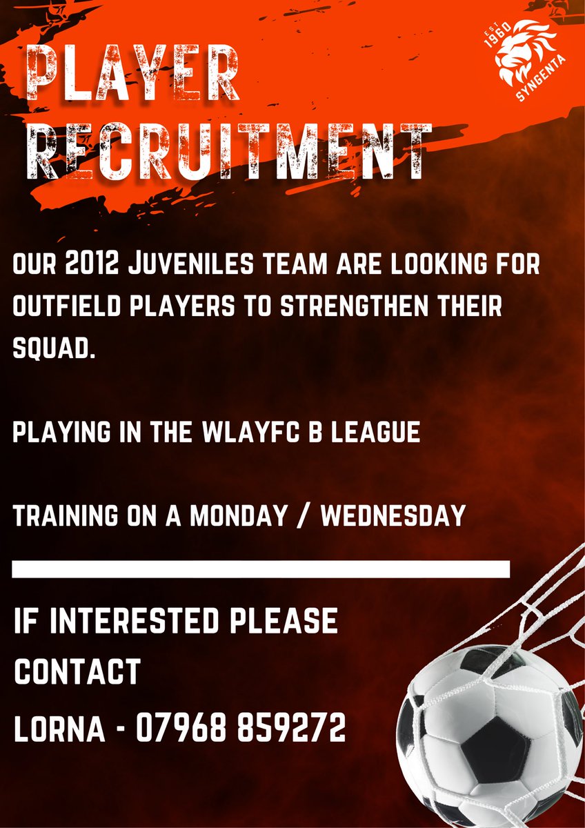 If interested, please contact Lorna on the details below.

Please share ⚽️