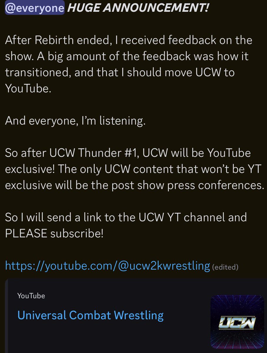 HUGE ANNOUNCEMENT ABOUT THE FUTURE OF UCW