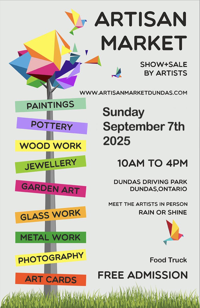 Please put it in your schedule - The Artisan Market, September 7 between 10 AM and 4 PM at the Dundas Driving Park. June and Ivor Lunch always make a donation to the Rotary Club of Dundas Valley Sunrise after the event. Please support them.