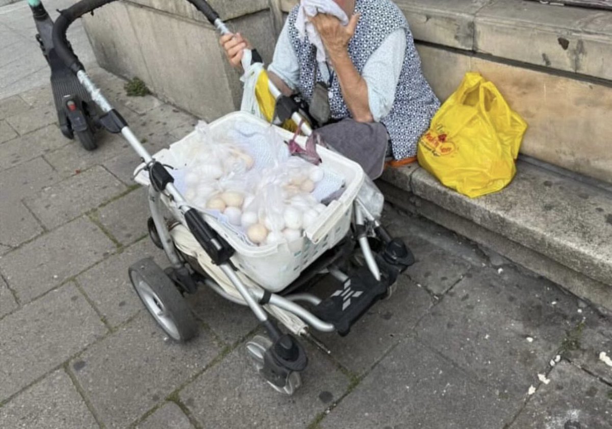 💛 Halo Wrocław…
Proszę o RT

Babcia Stefania ma 96 lat.
Siedzi pod Renomą z wózkiem pełnym jajek. W czwartek, piątek, sobotę - od rana. Nie w galerii, nie w ciepłym sklepie, tylko na chodniku.

Nie powinna już w tym wieku martwić się o jutro, a jednak walczy z całych sił, jakie