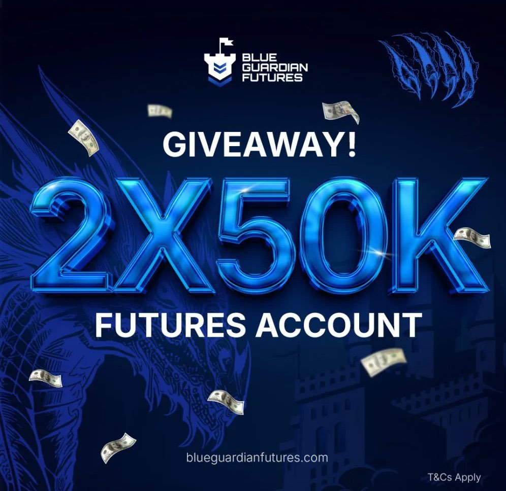 🚨$100,000 Giveaway Alert🚨

Rules:
1. Must Follow
<a href="/GuardianFutures/">Blue Guardian Futures</a>
<a href="/teddydtrader/">TeDdY</a>

2. Like &amp; Retweet this post

3. Tag 3 Friends

4. Must Join : t.me/teddydtrader

4. Must Signup using the link and Drop a screenshot for Higher chances - checkout.blueguardianfutures.com/ref/228/

Winners will