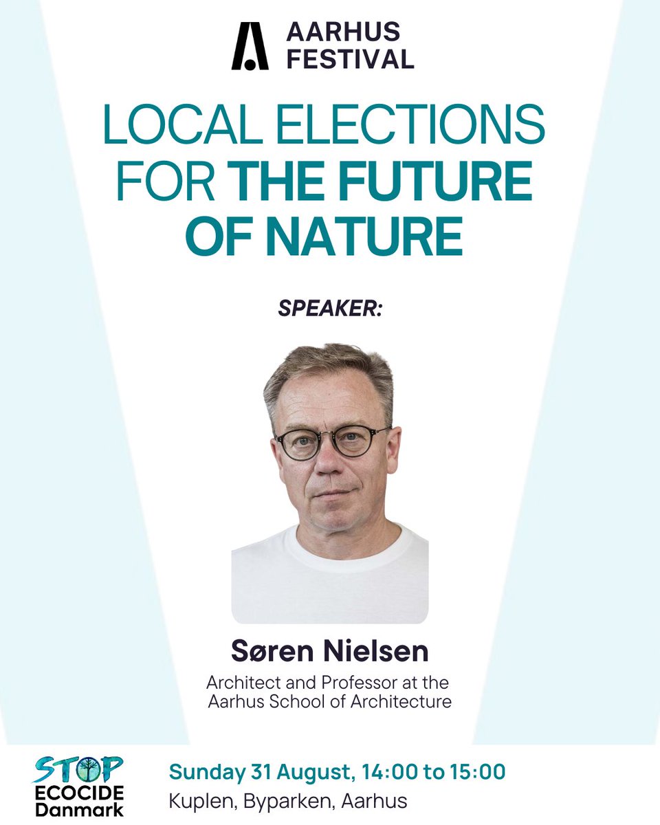 Stop Ecocide International (@ecocidelaw) on Twitter photo Danish followers! 🇩🇰📢
Don't miss this timely (in-person) event at <a href="/aarhusfestuge/">Aarhus Festuge</a> about #ecocide and #nature, THIS Sunday, 31 August.
Feat. a talk by architect Søren Nielsen & debate between municipal election candidates.
Full info: ow.ly/rif050WNruB
#StopEcocide Danish followers! 🇩🇰📢
Don't miss this timely (in-person) event at <a href="/aarhusfestuge/">Aarhus Festuge</a> about #ecocide and #nature, THIS Sunday, 31 August.
Feat. a talk by architect Søren Nielsen & debate between municipal election candidates.
Full info: ow.ly/rif050WNruB
#StopEcocide