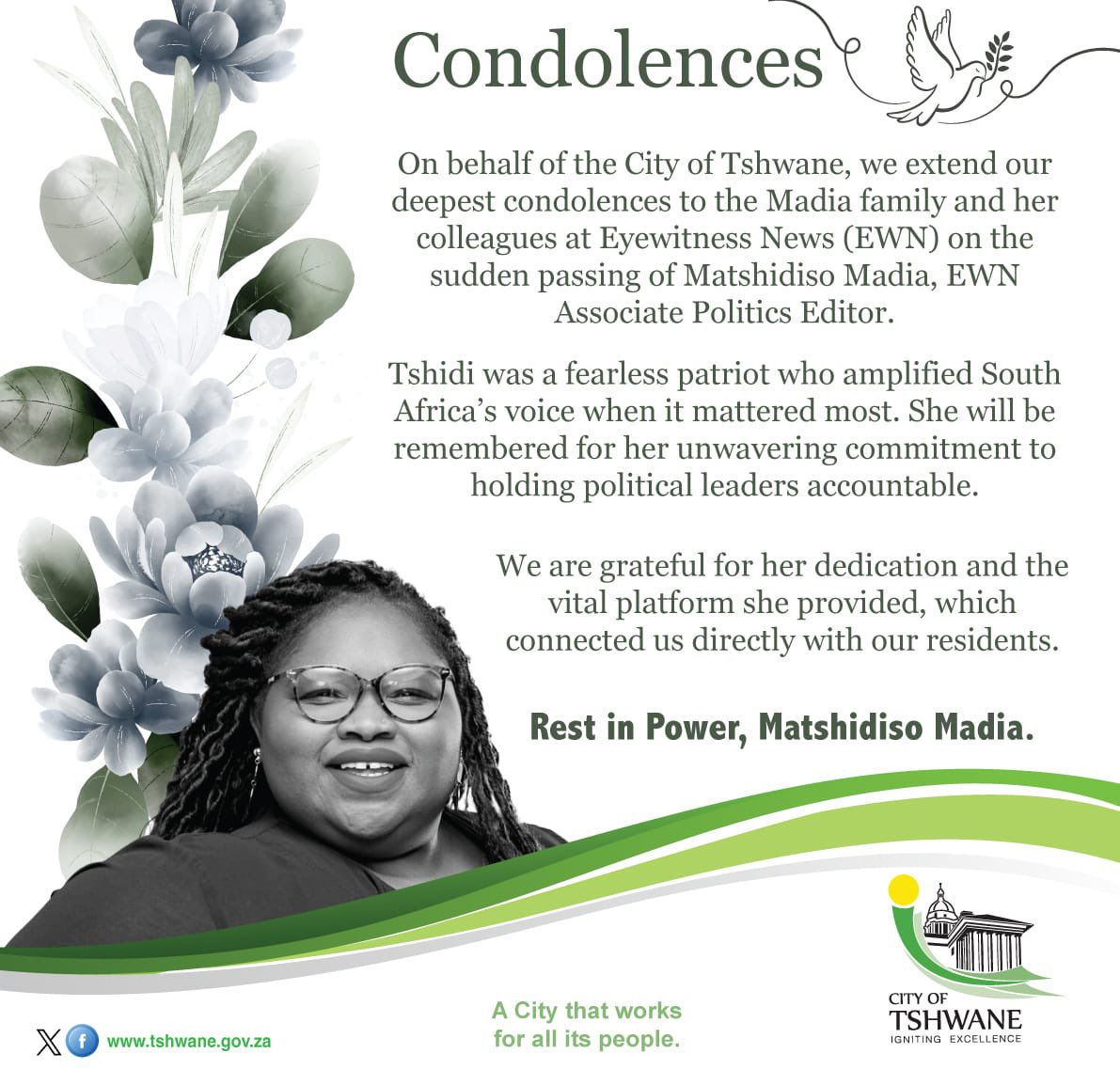 Our heartfelt condolences to the Madia's family and <a href="/ewnupdates/">Eyewitness News</a>