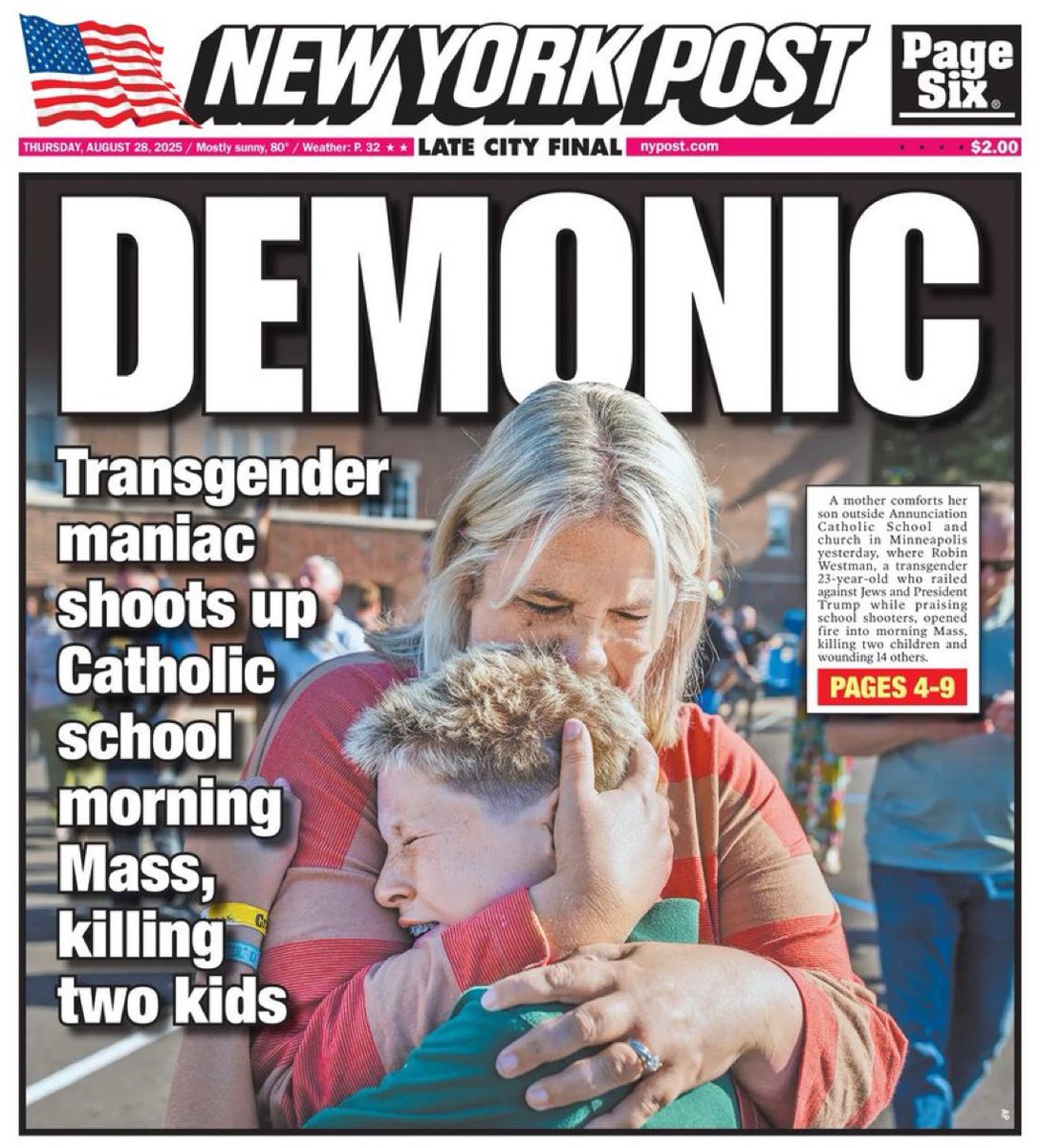 Catholic churches and schools need to be protected better than we protect our celebrities and politicians.

Children and our faith are the most important things we have.

Democrats won’t stop mentally messing with children, sadly.

So kids need more security now than ever.
