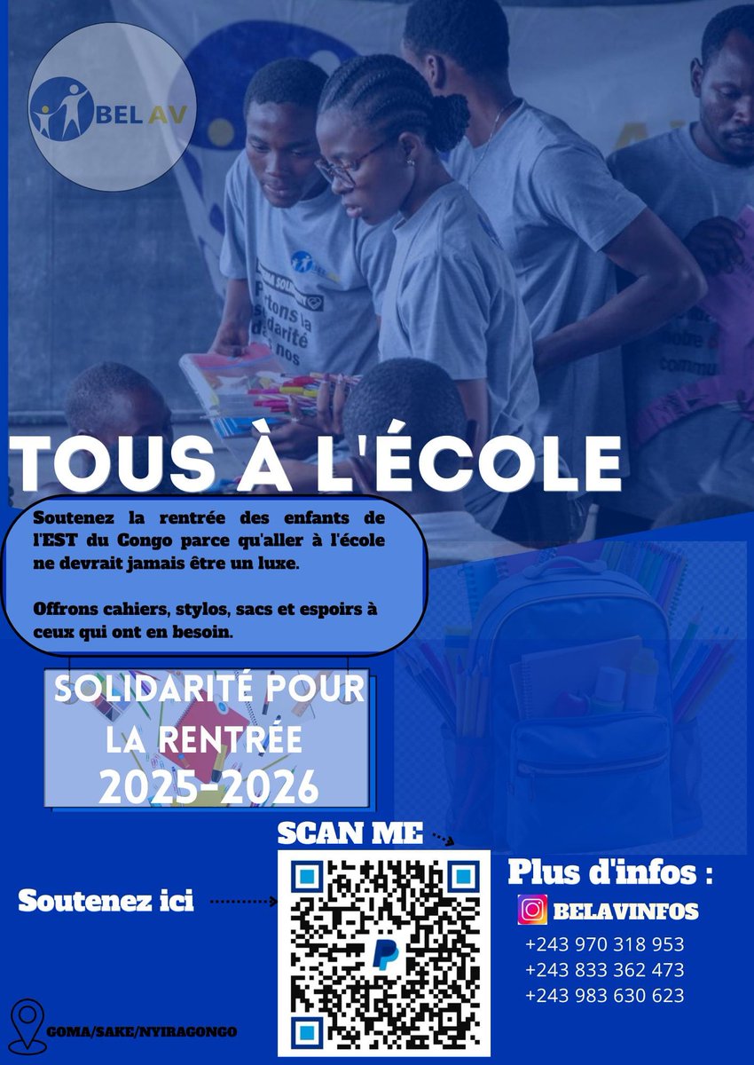 ✏️📚 Et si aller à l’école n’était plus un droit mais un rêve ?
Dans l’Est du Congo, des milliers d’enfants commencent l’année sans cahiers, sans sacs, parfois même sans école. Mais ensemble, nous pouvons changer cela. 💔✨ 1/2