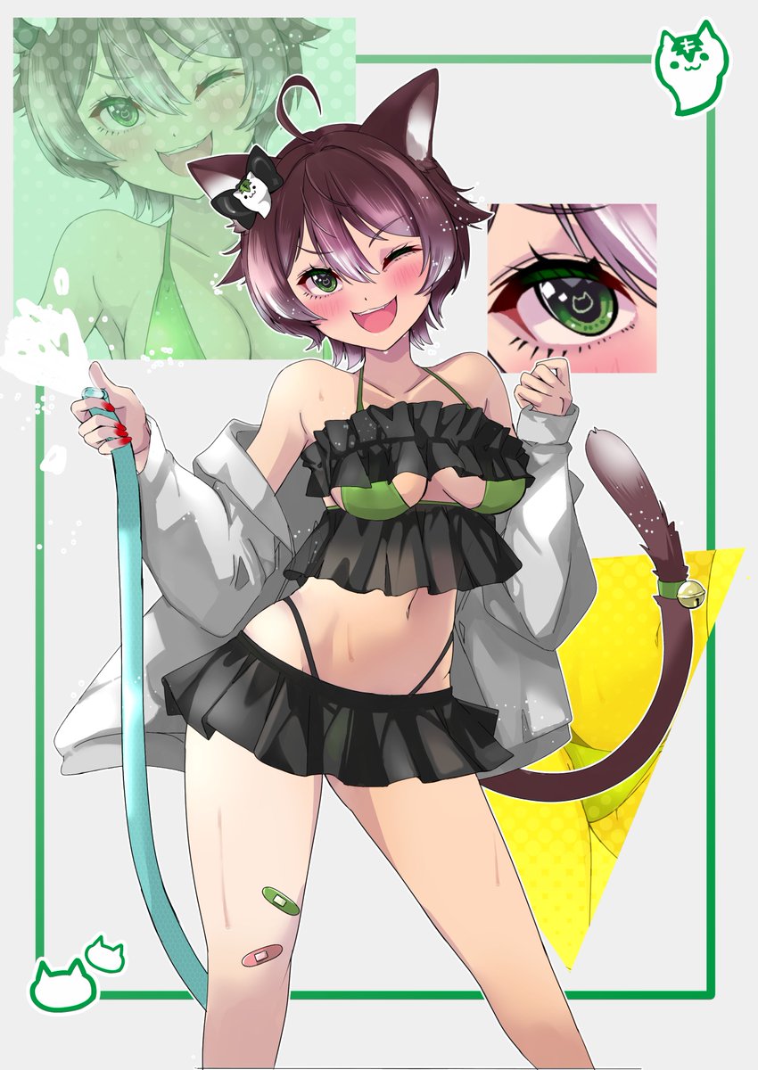 かしわねこさんの水着のリクエスト頂きましたので前回のリクエストのSirryさんの水着と対になるように描きました。
#かしあーと