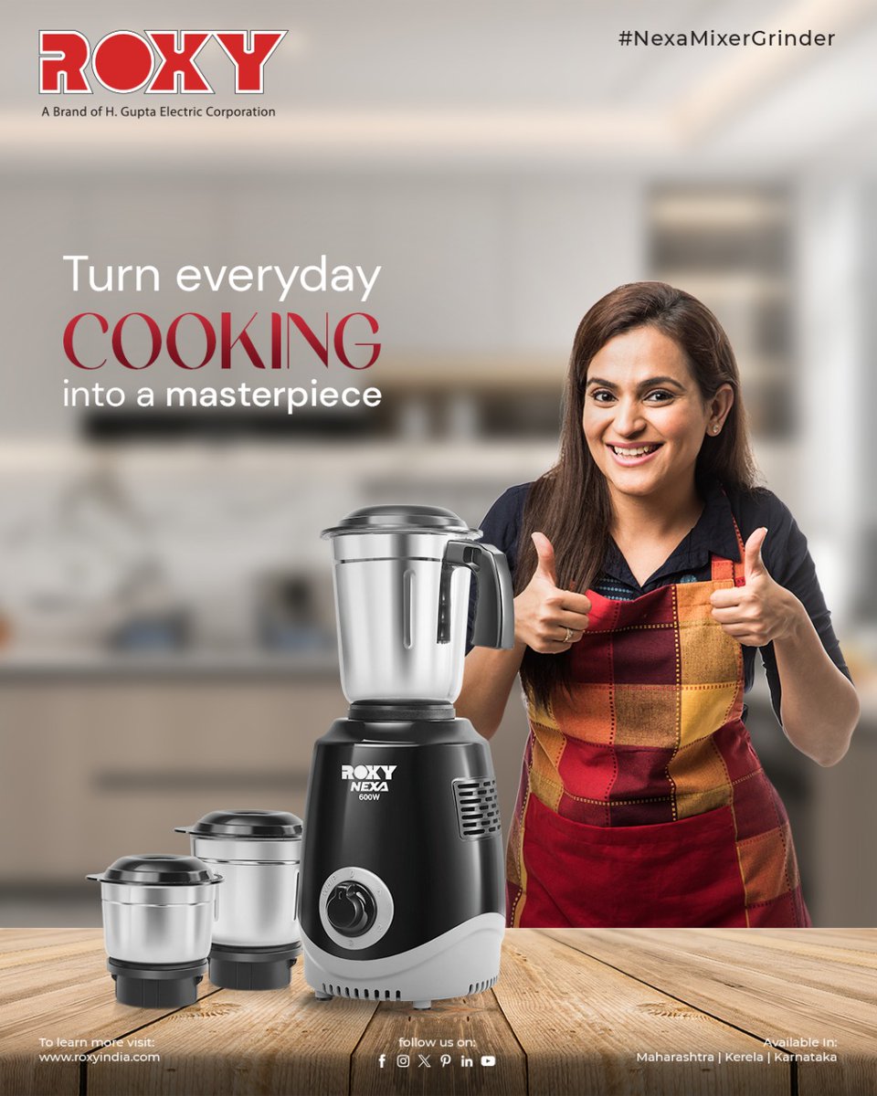 RoxyAppliances's tweet image. Bring home the power of perfection with the Roxy Nexa Mixer Grinder ⚡🍲 — because every dish deserves to be a masterpiece!
.
.
.
For more visit:- roxyindia.com
.
.
.
#RoxyAppliances #NexaMixerGrinder #CookingMadeEasy #KitchenEssentials #SmartCooking #CookWithRoxy
