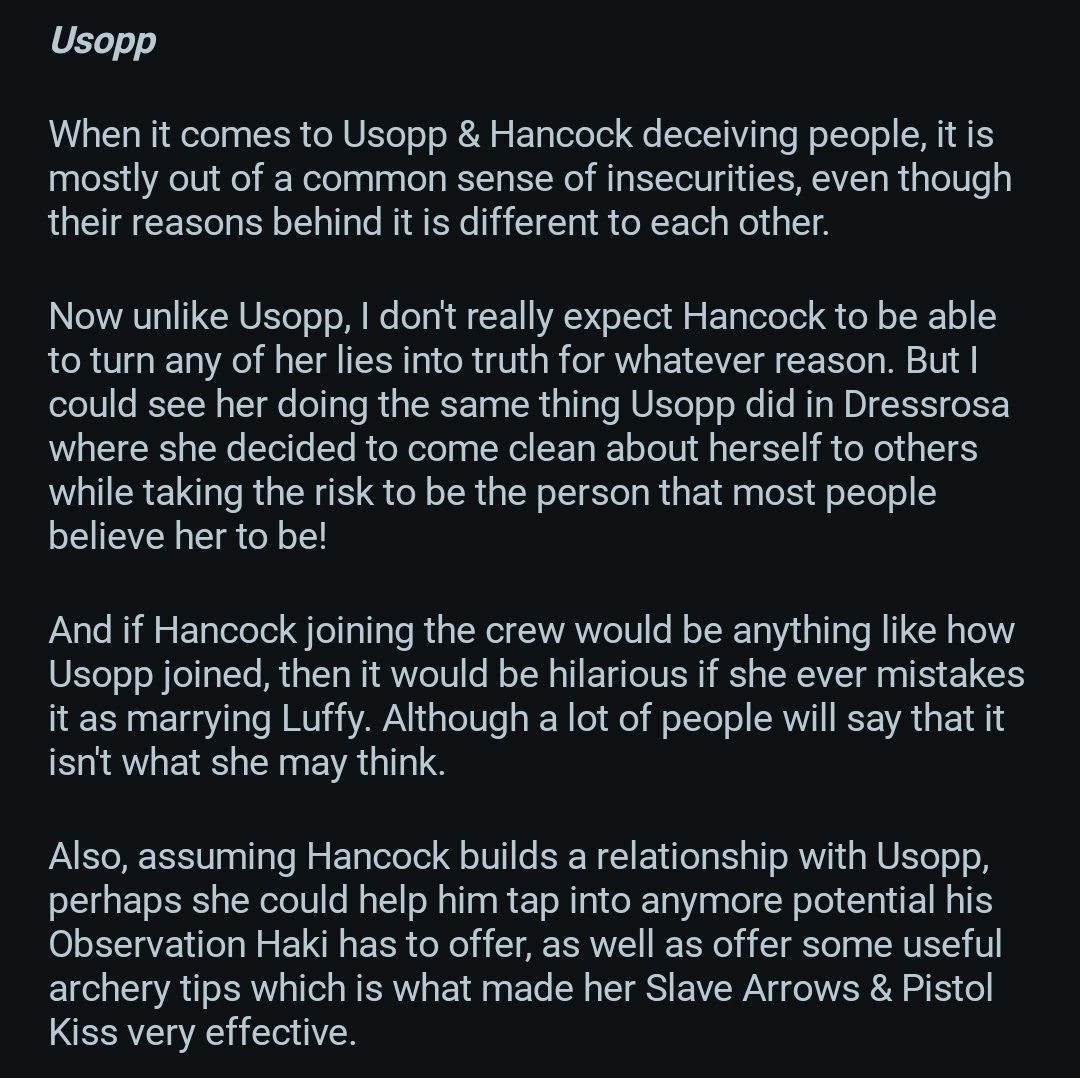 FantasyL11's tweet photo. #onepiece1158 #onepiece1159 #hancockweek #hancockweek2025 #fearusopp @mylesjude2 @SS6_Fineto
I forgot to add how Hancock would get along with Usopp. https://t.co/FwEBGaEjQo