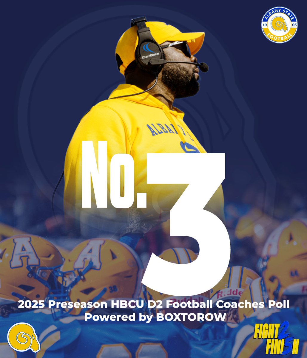 The countdown to kickoff is on, and the Golden Rams are already making waves—earning the No. 3 spot in the HBCU D2 Football Coaches Poll as preseason excitement continues to grow!

#CreatingLegacies | #Fight2Fini5h | #AllIn