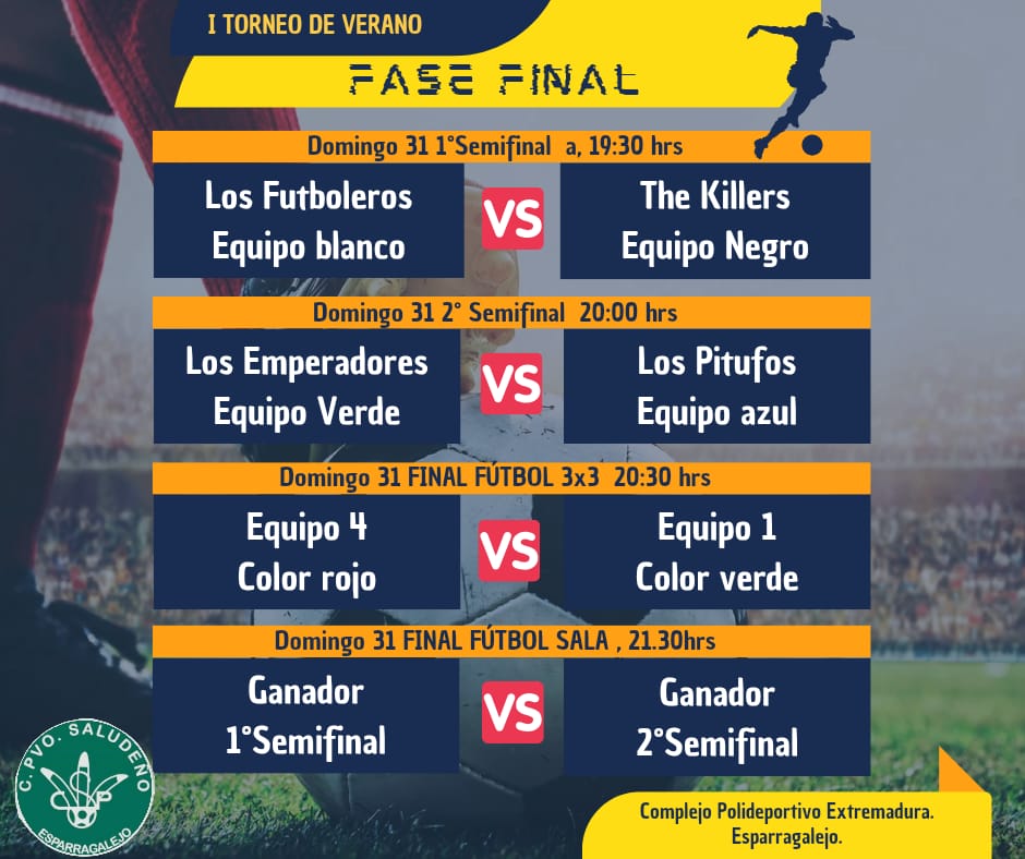 Domingo 31 Agosto finales de I Campeonato verano 2025..