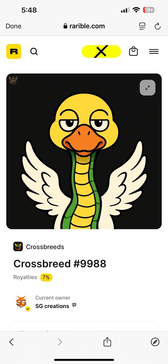 Look what I found! Crossbreed #9988 collectible rarible.com/token/0x6af777… #rarible via <a href="/rarible/">Rarible</a>
