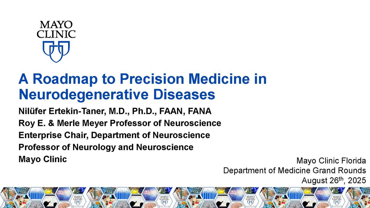 I enjoyed giving Grand Rounds at <a href="/MayoClinic/">Mayo Clinic</a> Department of Medicine in Florida on a Roadmap to Precision Medicine. Thank you for the invitation and all the questions and engagement from the staff and trainees. #PrecisionMedicine <a href="/MayoClinicNeuro/">Mayo Clinic Neuro</a> #NETanerLab
