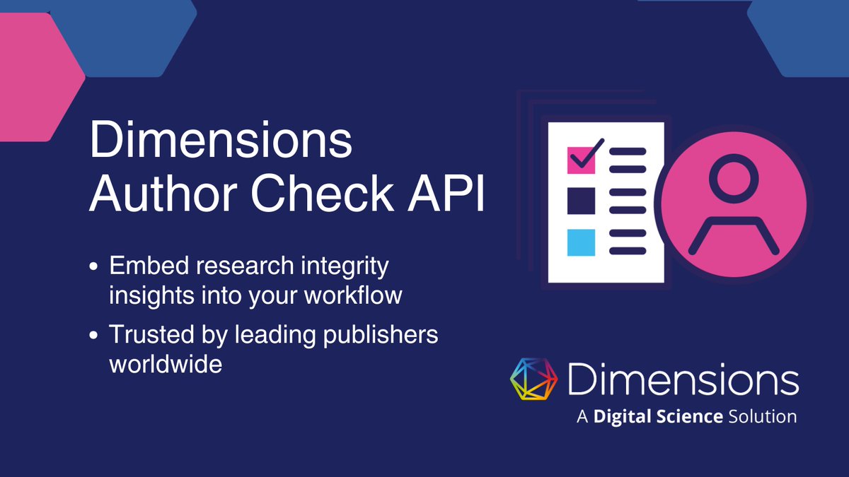 Digital Science (@digitalsci) on Twitter photo Scholarly publishers, are you ready to streamline your editorial workflow while fostering trust in research? #ResearchIntegrity
Our Dimensions Author Check API supports responsible publishing and transparency – at scale.
🔗 Find out more: ow.ly/4YXB50WNsvr
<a href="/DSDimensions/">Dimensions</a> Scholarly publishers, are you ready to streamline your editorial workflow while fostering trust in research? #ResearchIntegrity
Our Dimensions Author Check API supports responsible publishing and transparency – at scale.
🔗 Find out more: ow.ly/4YXB50WNsvr
<a href="/DSDimensions/">Dimensions</a>