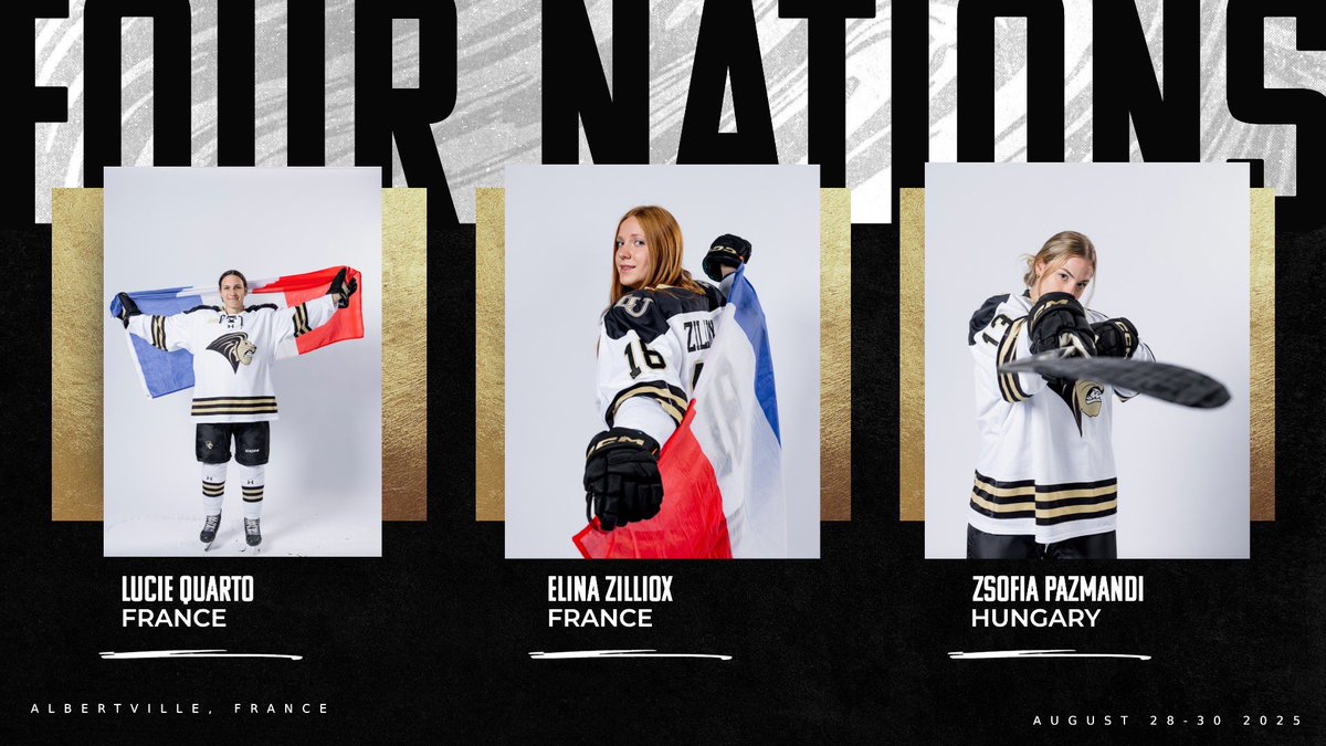 Wishing our three players the best of luck today as they start playing for their respective countries in the 4 Nations Tournament in Albertville, France 
🏒Lucie Quarto - Team France
🏒Elina Zilliox - Team France
🏒Zsofia Pazmandi - Team Hungary