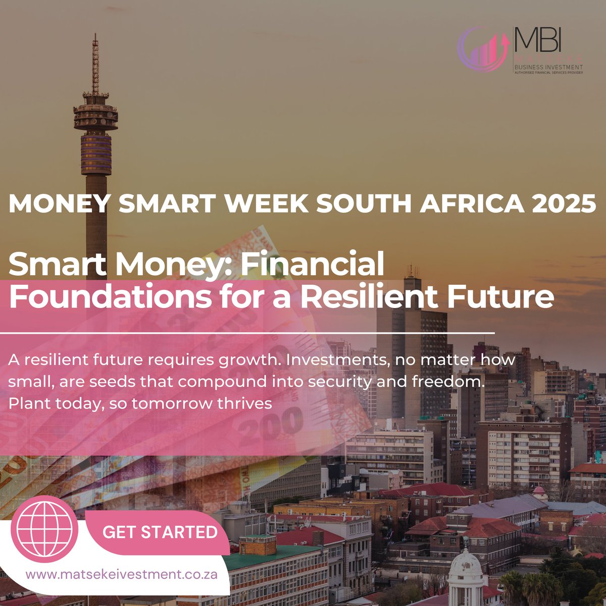 MatsekeMbi's tweet image. Financial resilience isn’t luck, it’s built brick by brick. Budget for control, save for security, invest for growth &amp;amp; protect your legacy. This #MoneySmartWeek, remember: strong futures are grounded in smart foundations.