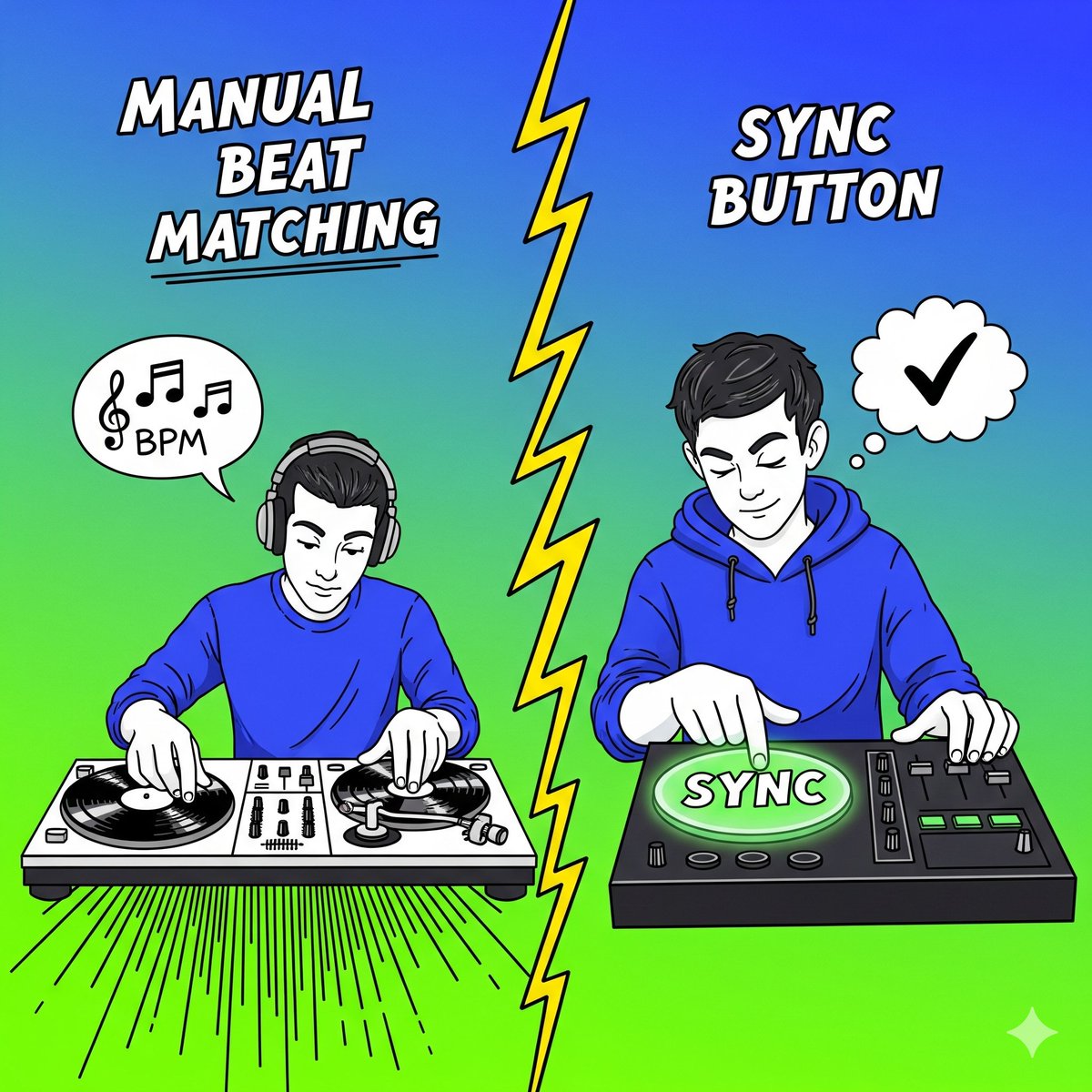 jaramirezjratx's tweet image. Sync or Swim? Let&apos;s talk DJing.
The sync button is handy, but feeling the beat and mastering beat counts is how you craft those buttery smooth transitions.
What do you think? Sync or manual beat grind?
#DJLife #BeatMatching #DJTips