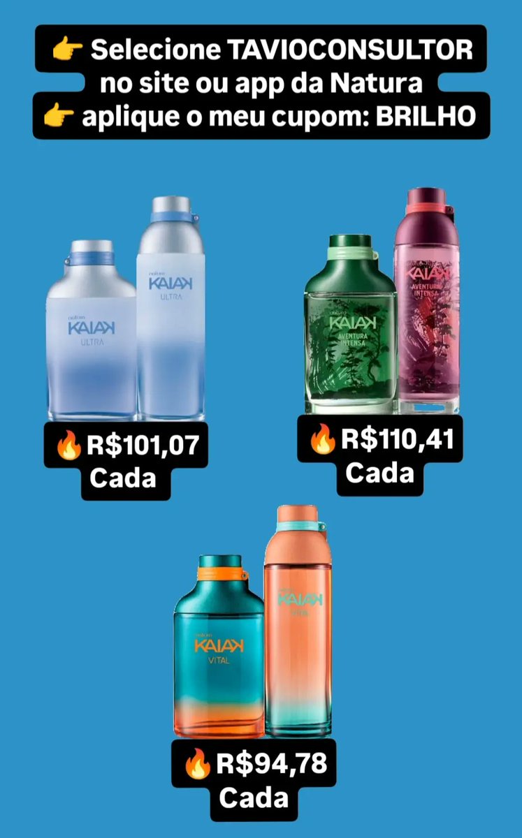 🛍️ Para garantir esse desconto ⤵️

🎟️ Use o cupom: BRILHO

🔗 Link: natura.com.br/consultoria/ta…

🚚 Frete grátis em compras acima de R$149
📦 Entrega é feita pela própria Natura

#kaiaknatura #exclusivo #deusnocomando