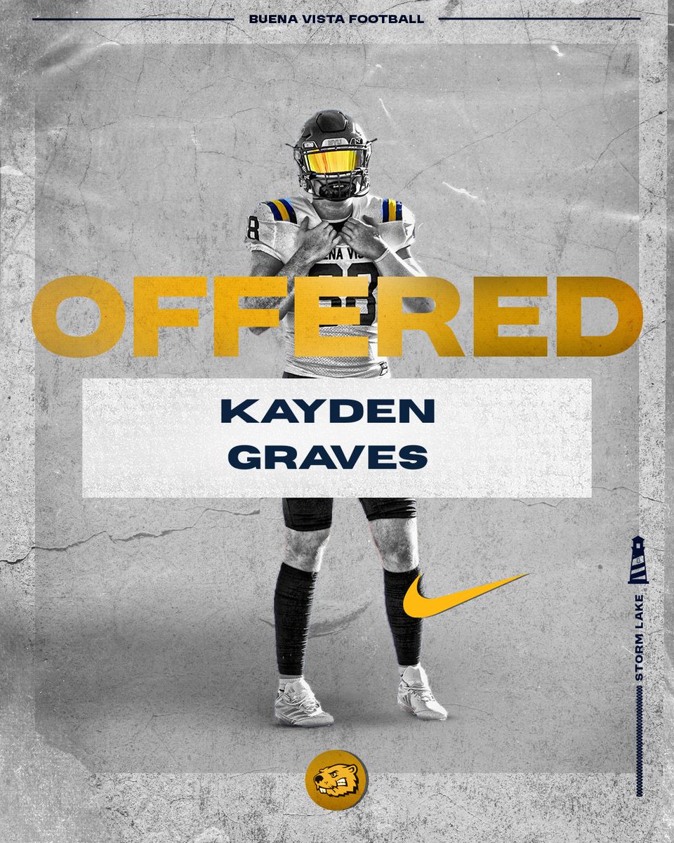 #AGTG After a great conversation with <a href="/CoachBresBVU/">Austin Bresnahan</a>. I am happy to announce my first offer to play football for the Buena Vista Beavers!!!
<a href="/BVUFootball/">Beaver Football</a>