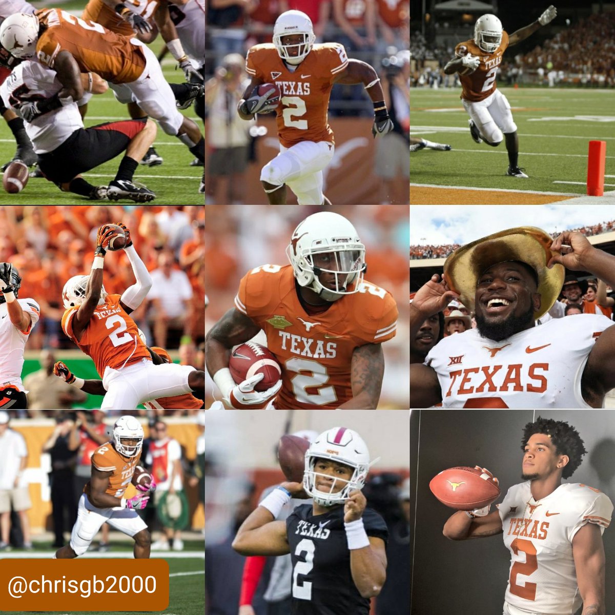 chrisgb002000's tweet photo. It's Jerry Gray Eric Metcalf Taje Allen Everick Rawls Brian Carter Billy Pittman Vondrell McGee @kennyvaccaro marquise goodwin kendall sanders Kenyatta Watson @TuckerDorsey_ Johntay cook @derek2_williams @MatthewGolden_2 @jaimeffrenchjr days until @TexasFootball #2 Days 🤘🏻 https://t.co/MUptckPE6Y