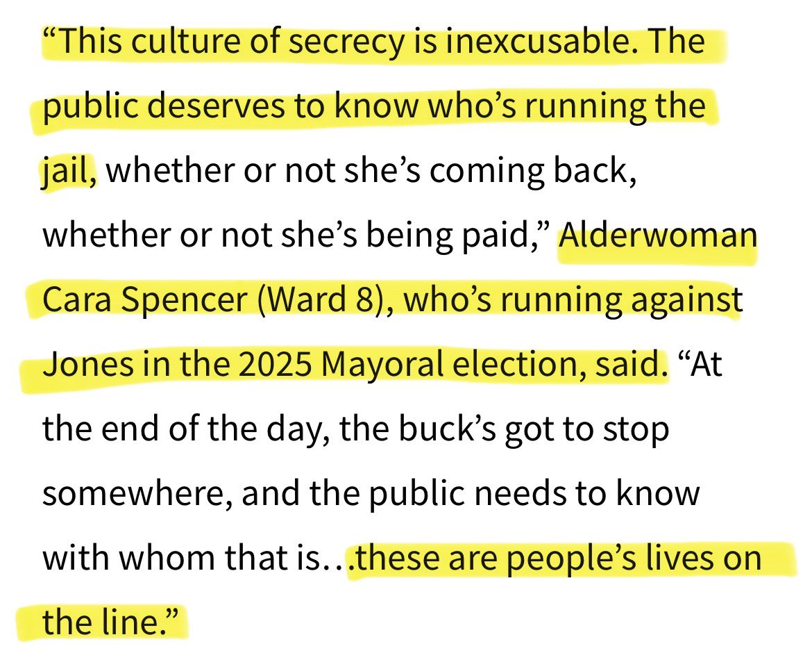 Jason Rivera (@jasonriverastl) on Twitter photo The STL Democrat bait-and-switch:
“Buck’s got to stop somewhere… these are people’s lives on the line.” – <a href="/CaraSpencerSTL/">Cara Spencer</a> before becoming Mayor.
Then she installs an ADMITTED CRIMINAL to run the jail. 🤯
Weeks later ➡️ a RESTRAINT CHAIR KILLING by her own jail staff. 😱 The STL Democrat bait-and-switch:
“Buck’s got to stop somewhere… these are people’s lives on the line.” – <a href="/CaraSpencerSTL/">Cara Spencer</a> before becoming Mayor.
Then she installs an ADMITTED CRIMINAL to run the jail. 🤯
Weeks later ➡️ a RESTRAINT CHAIR KILLING by her own jail staff. 😱