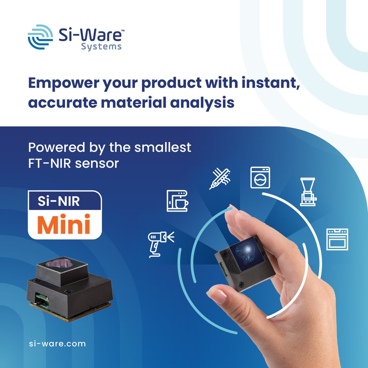 💡 Imagine your product analyzing materials instantly &amp; accurately. All in a sensor so small, it fits anywhere.
👉 Meet Si-NIR Mini, the world’s smallest FT-NIR sensor.
  Book a free consultation now : hubs.la/Q03F_RF-0
#SiNIRMini #Spectroscopy #OEMIntegration  #SiWare