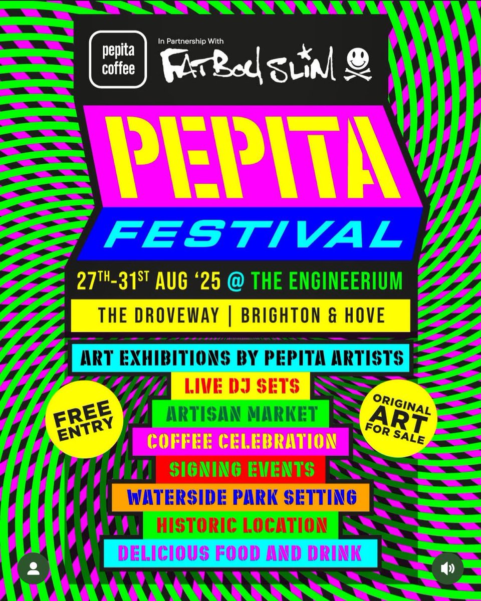 Matt Humphrey (@3131mateo) on Twitter photo ART FESTIVAL!
Been mad busy this week making new pieces and fresh prints for the first PEPITA festival this weekend - in partnership with <a href="/FatboySlim/">Fatboy Slim</a> ๐ง
Psyched to be one of the artists โ๏ธ
If anyone in UK Brighton area is around, come on down ๐ - will be there Sat/Sun ART FESTIVAL!
Been mad busy this week making new pieces and fresh prints for the first PEPITA festival this weekend - in partnership with <a href="/FatboySlim/">Fatboy Slim</a> ๐ง
Psyched to be one of the artists โ๏ธ
If anyone in UK Brighton area is around, come on down ๐ - will be there Sat/Sun