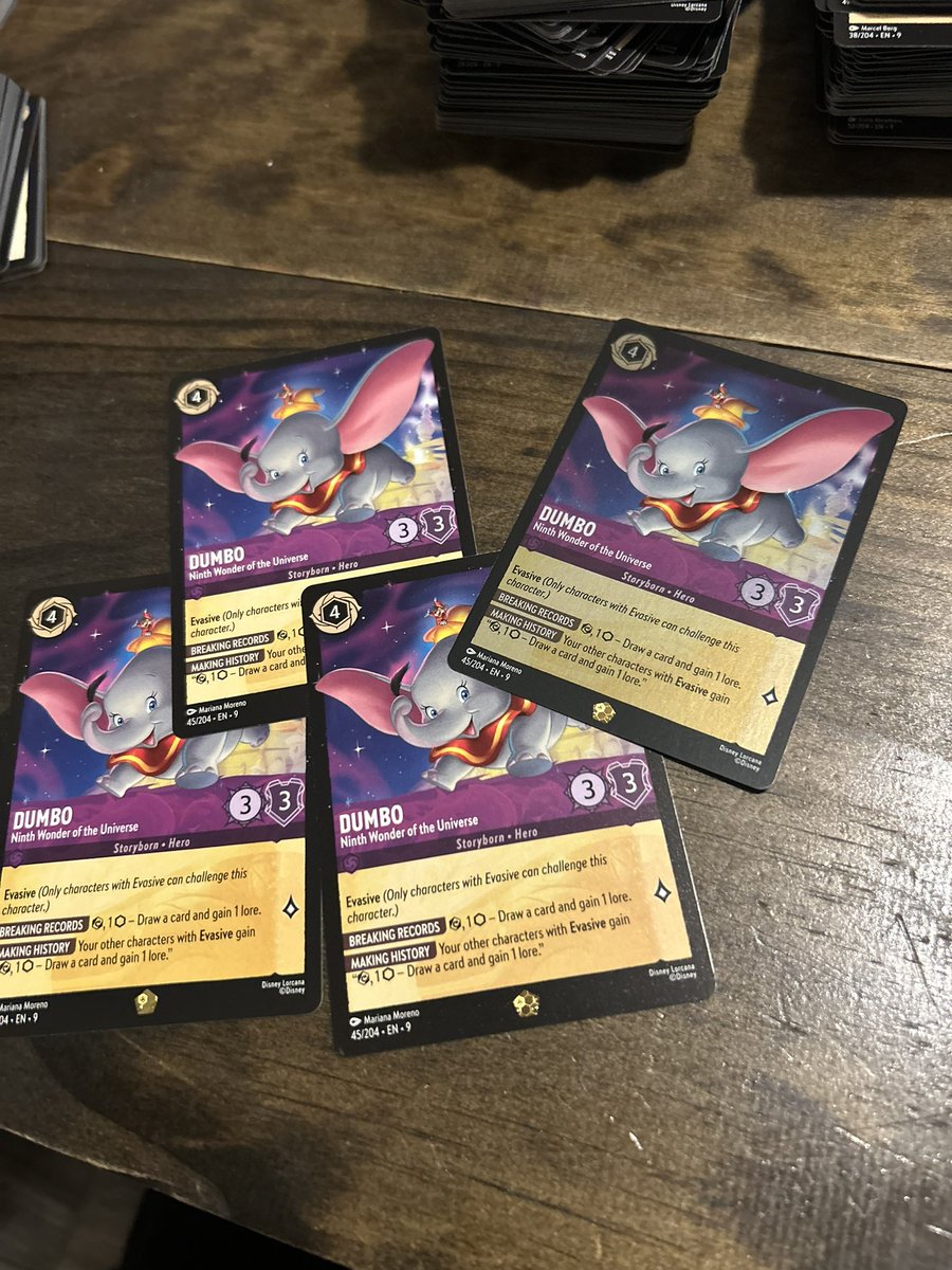Dr. Lore (@drloretcg) on Twitter photo The last 2 boxes I opened had all 4… I was getting nervous for a min. #lorcana #dumbo The last 2 boxes I opened had all 4… I was getting nervous for a min. #lorcana #dumbo
