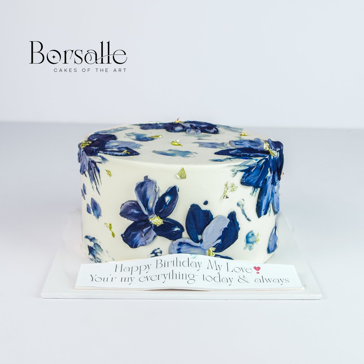 Borsalle's tweet photo. Blue Blossom Celebration Cake.
Hand-painted florals + gold accents = pure elegance. Perfect for birthdays &amp; milestones. 

Make your moments unforgettable.
DM us to order! https://t.co/Brcd6B6Bkf