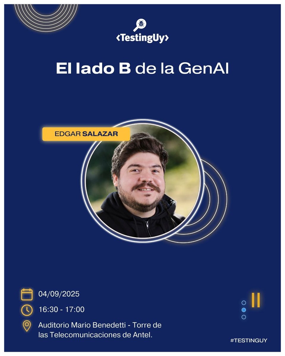El próximo 04/09 es el #TestingUy, muchas gracias a <a href="/testingUY/">TestingUy</a>  por la invitación al evento. Estaré conversando acerca de las principales vulnerabilidades asociadas a la IA y cuáles son hasta ahora las tácticas y técnicas utilizada por los atacantes. 

Nos vemos pronto!