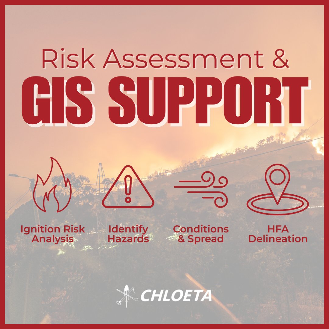 teamchloeta's tweet image. From #RiskAssessments and #GIS support to real-time #WildfireMonitoring, Chloeta empowers utilities to make informed decisions during a wildfire. Scroll to learn more about our wildfire solutions for utilities!

#TeamChloeta #Utilities #WorkThatMatters